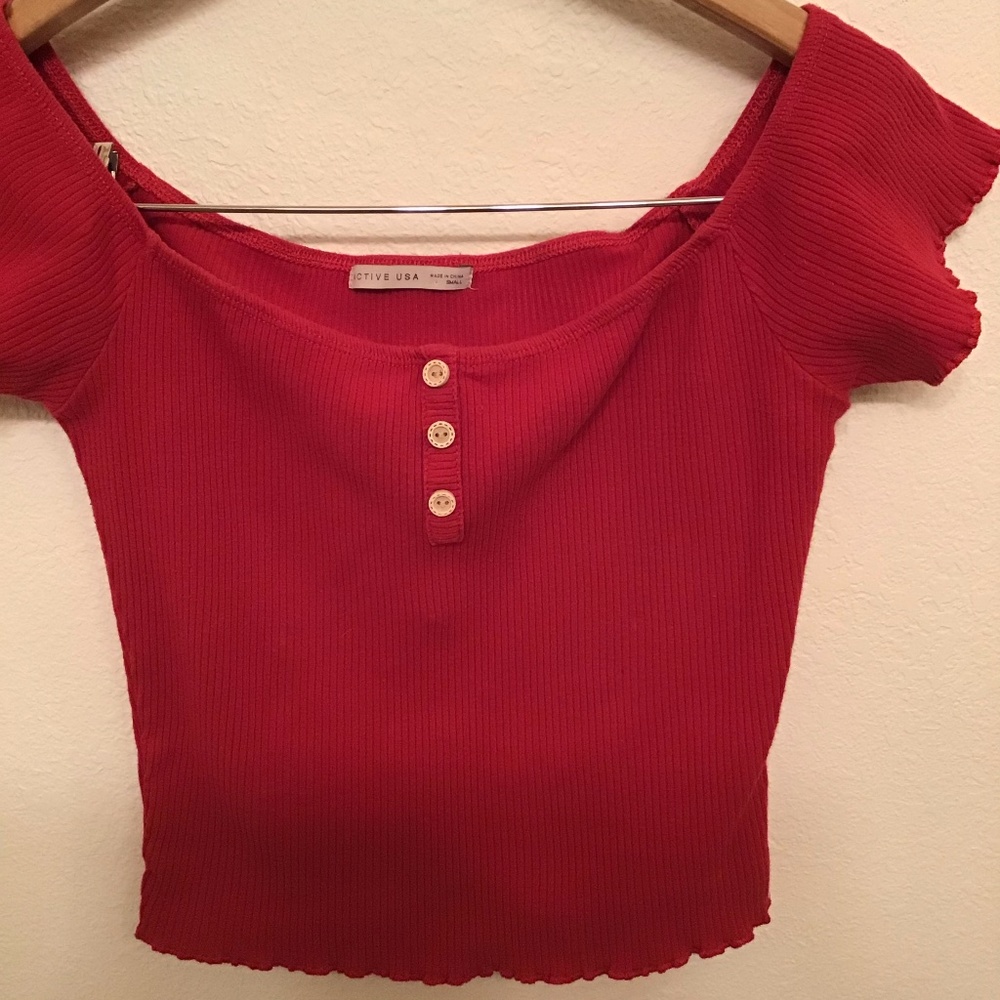 Active USA Red Cute Crop Top